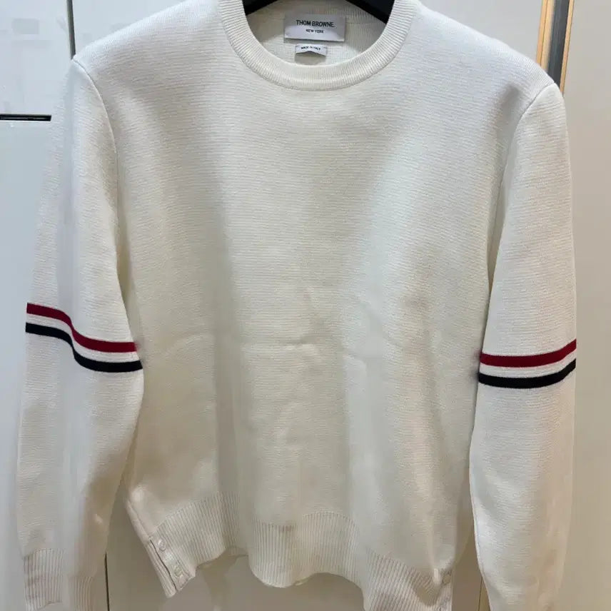 [BUNJANG] Thom Browne White Milano Stitch Knit Armband Sweater / 톰브라운 화이트 밀라노스티치니트 암밴드 4사이즈