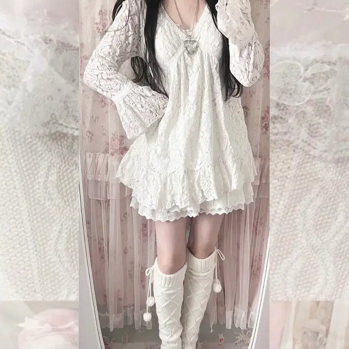 [BUNJANG] Restrose Farmu Vintage Lace Blouse / 일브 페어리 레이스 블라우스 로걀탑 달천깔 엔젤코어 레스트로즈파뮤빈티지