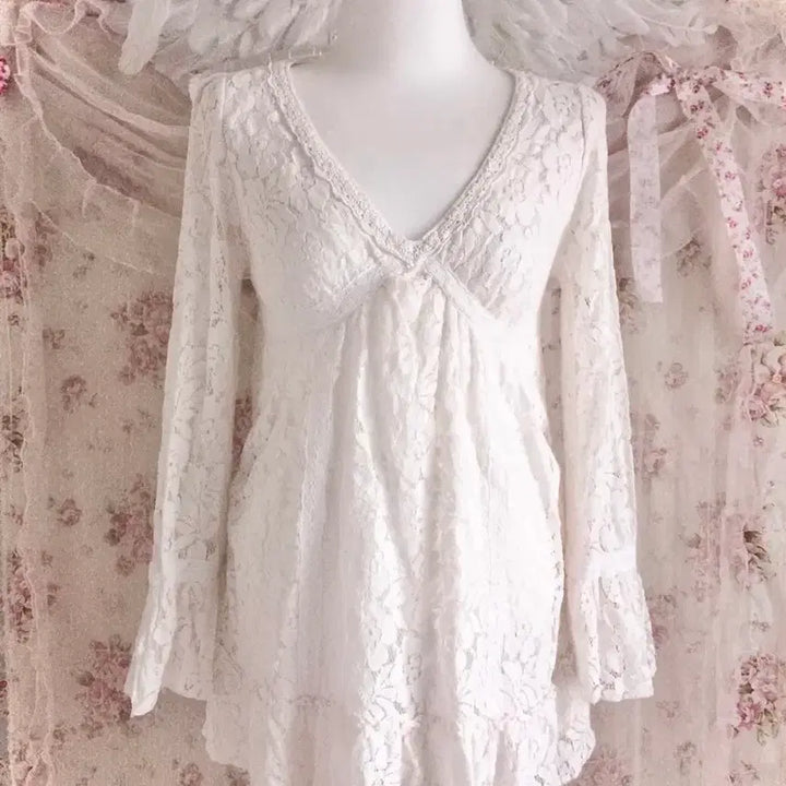 [BUNJANG] Restrose Farmu Vintage Lace Blouse / 일브 페어리 레이스 블라우스 로걀탑 달천깔 엔젤코어 레스트로즈파뮤빈티지