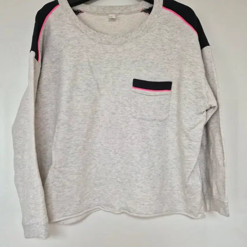 [BUNJANG] Tommy Gray Black Colorblock Pocketed Sweatshirt / Tommy 회색 블랙 배색 포인트 맨투맨 티셔츠