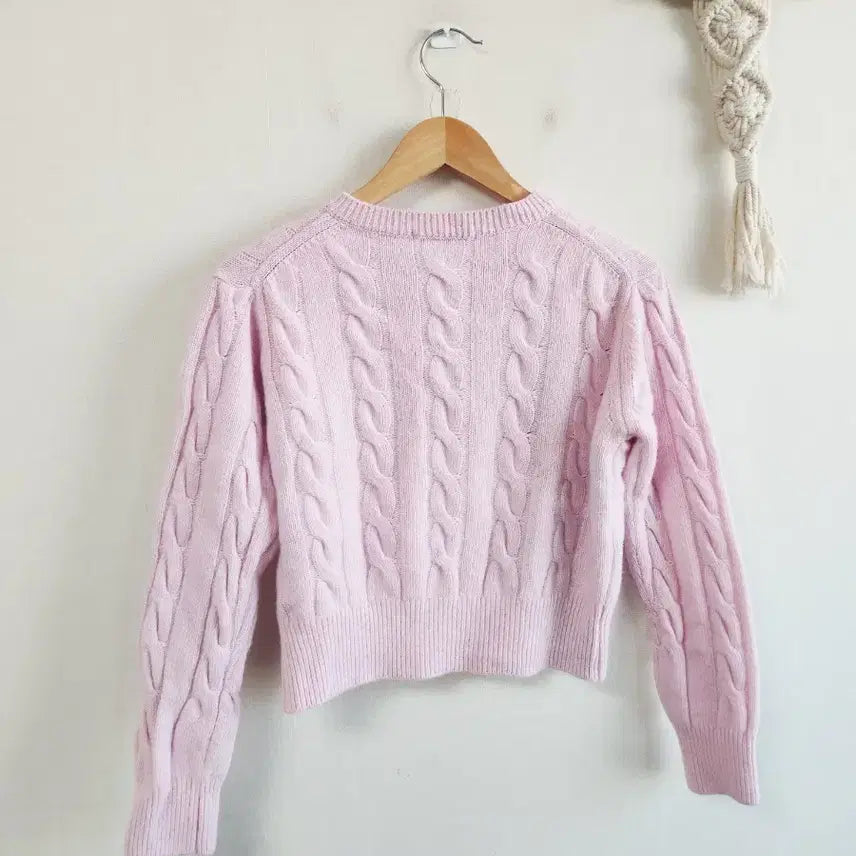 [BUNJANG] Miel Wool Cable Knit Cardigan / Miel 미엘 울 꽈배기 가디건 핑크