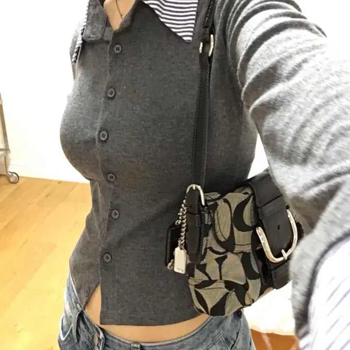 [BUNJANG] IZIZ Geek Shirt Layered Tee / 이즈이즈 geek shirt layered tee