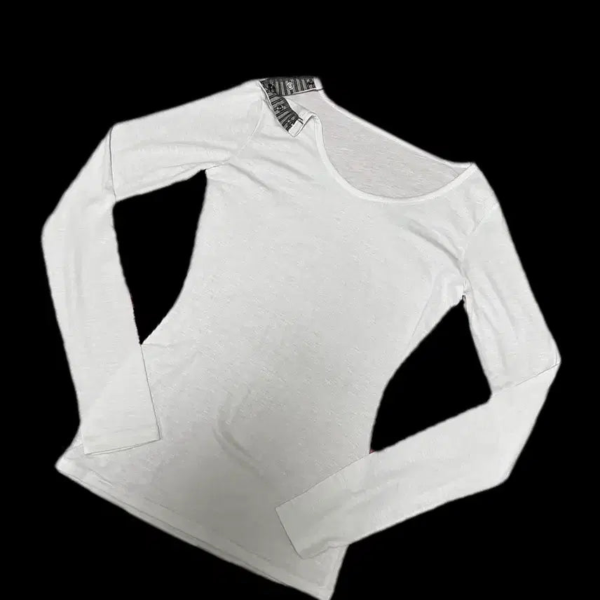 [BUNJANG] White Button Long Sleeve T-Shirt / 화이트 또또 단추 긴팔 티셔츠