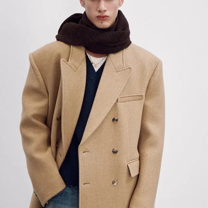 [BUNJANG] RECTO Robert Felt Double Coat Beige / 렉토 로버펠트 더블 코트 베이지