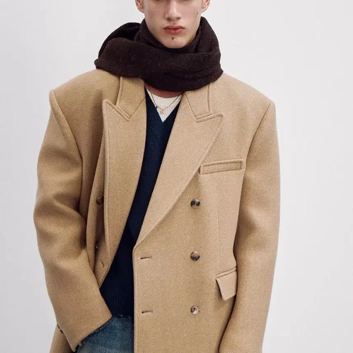 [BUNJANG] RECTO Robert Felt Double Coat Beige / 렉토 로버펠트 더블 코트 베이지