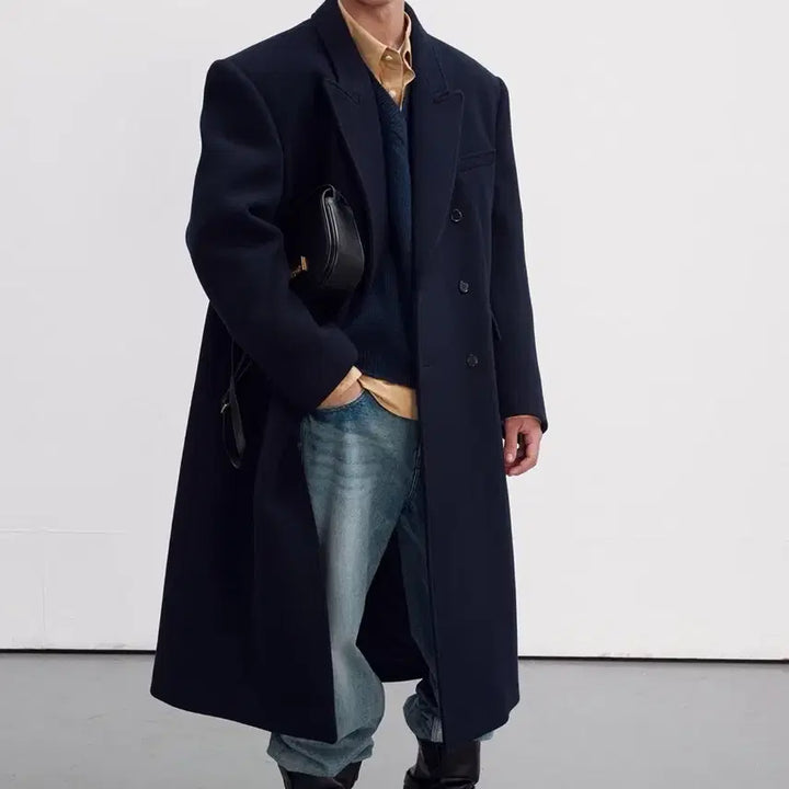 [BUNJANG] RECTO Robert Felt Double Coat Navy / 렉토 로버펠트 더블 코트 네이비