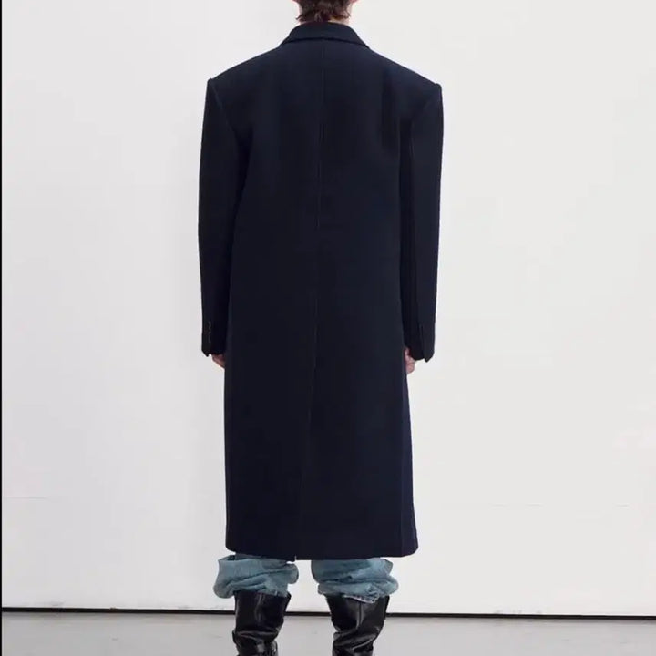 [BUNJANG] RECTO Robert Felt Double Coat Navy / 렉토 로버펠트 더블 코트 네이비