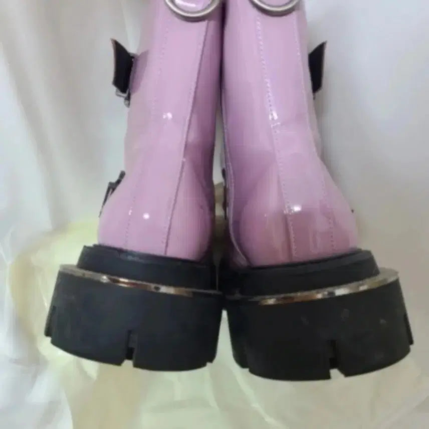 [BUNJANG] Charles &amp; Keith Pink Enamel Mary Jane Long Boots / 찰스앤키스 핑크 에나멜 메리제인 롱부츠 245