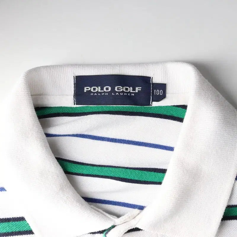[BUNJANG] Polo Golf Ralph Lauren Green Stripe Polo Shirt / 폴로 골프 랄프로렌 그린 스트라이프 카라티 L