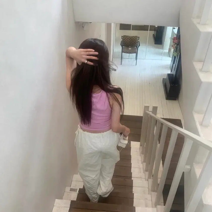 [BUNJANG] Riete Lazy Shop Pink Sleeveless Top / 핑크 슬리브리스 리에뜨 레이지샵 사장님