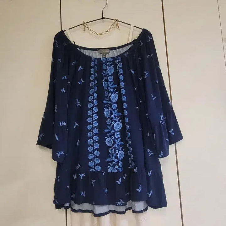 [BUNJANG] Style &amp; Co. Floral Jersey Blouse / 새옷 미국수입Style&amp;Co. 플라워 져지 집시인디고