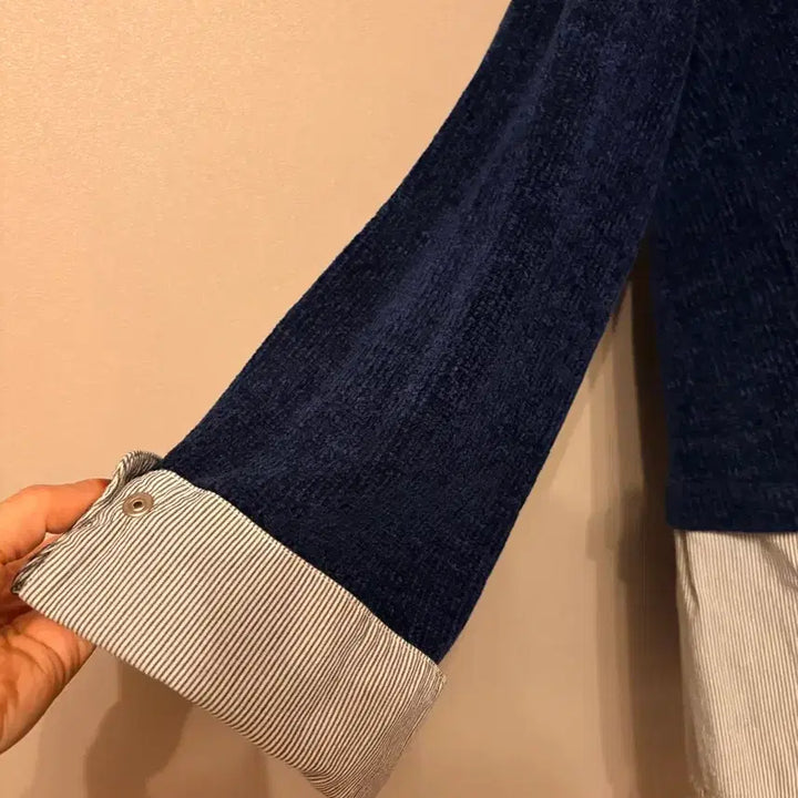 [BUNJANG] ZARA Navy Striped Layered Knit Top / 자라 네이비 스트라이프 레이어드 니트