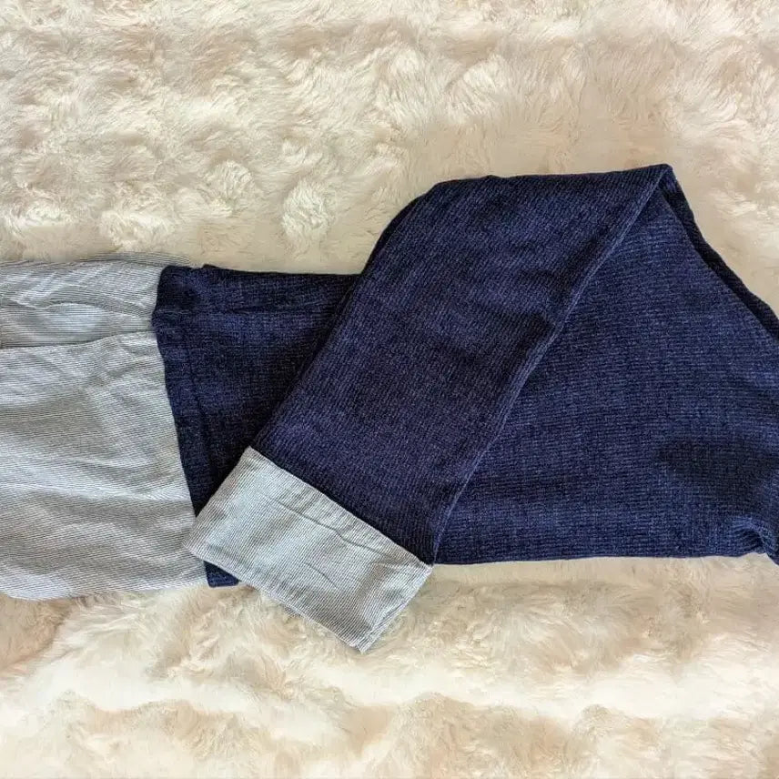 [BUNJANG] ZARA Navy Striped Layered Knit Top / 자라 네이비 스트라이프 레이어드 니트
