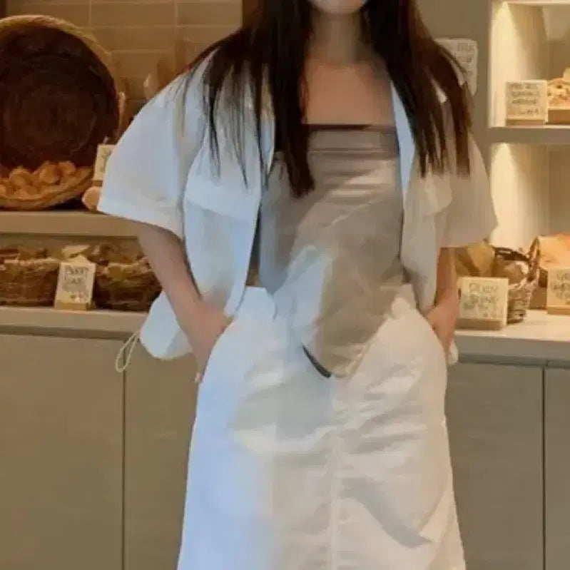 [BUNJANG] OIOI Collection White Lightweight Zip-Up Jacket / 오아이오아이 컬렉션 화이트 바스락 집업