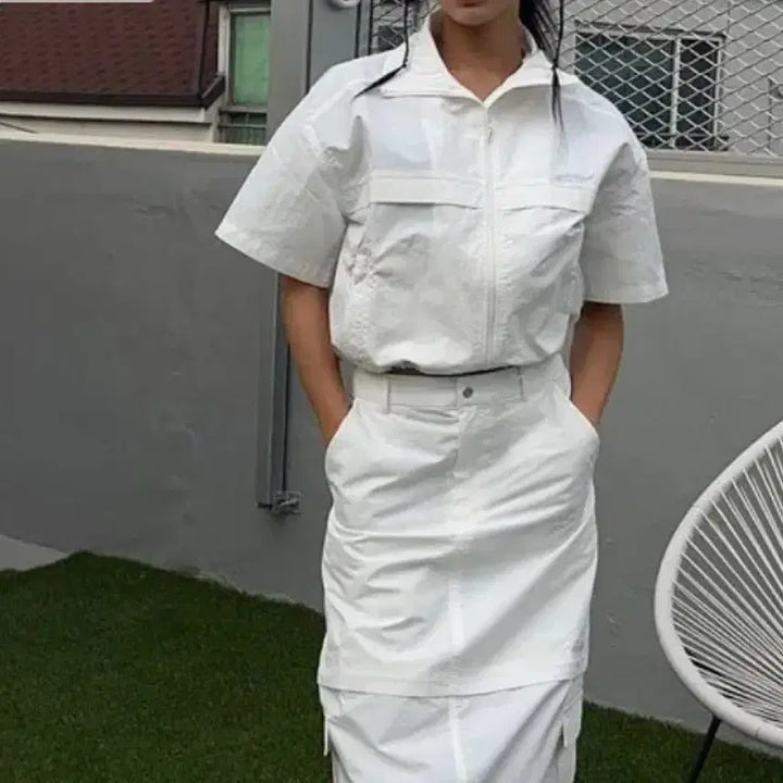 [BUNJANG] OIOI Collection White Lightweight Zip-Up Jacket / 오아이오아이 컬렉션 화이트 바스락 집업