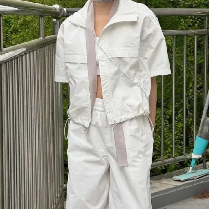 [BUNJANG] OIOI Collection White Lightweight Zip-Up Jacket / 오아이오아이 컬렉션 화이트 바스락 집업