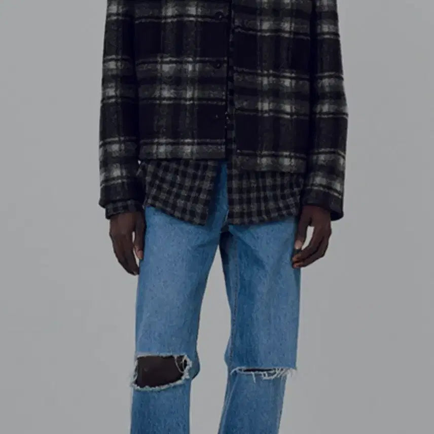 [SOLD OUT] 토니웩 모헤어 체크 가디건 블루종