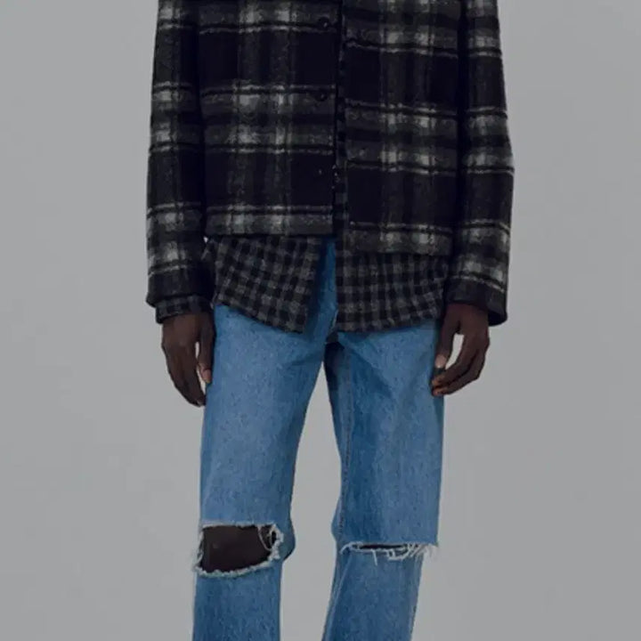 [SOLD OUT] 토니웩 모헤어 체크 가디건 블루종