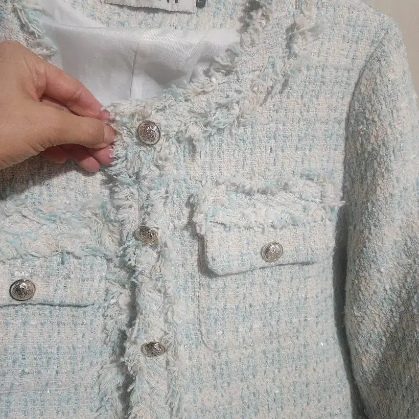 [BUNJANG] NAIN Tweed Jacket Sky Blue / NAIN 트위드 자켓 하늘색