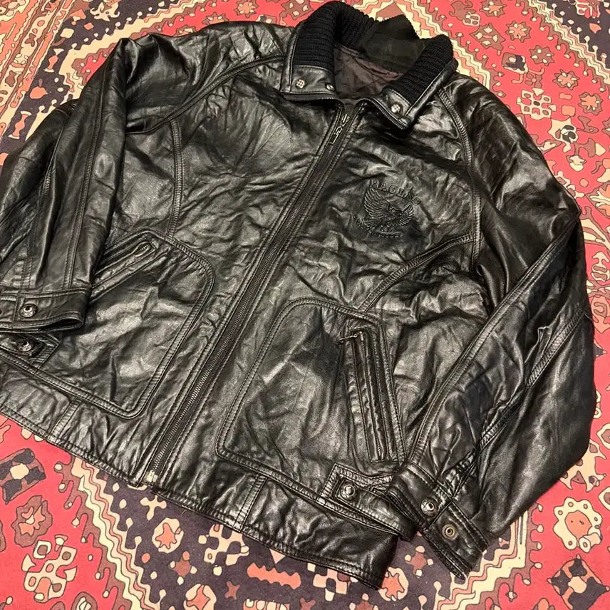 [BUNJANG] Vintage Leather Jacket (XL-2XL) / 723/ ( XL-2X ) 가죽자켓 밀리터리 아메카지 워크웨어 레더자켓