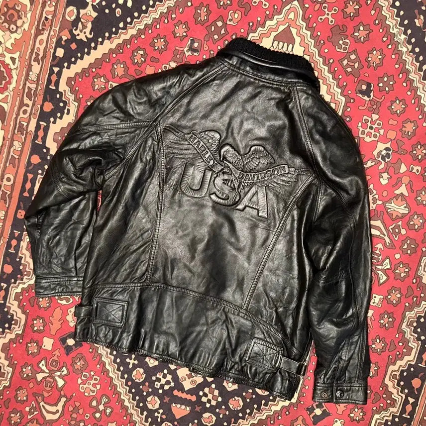 [BUNJANG] Vintage Leather Jacket (XL-2XL) / 723/ ( XL-2X ) 가죽자켓 밀리터리 아메카지 워크웨어 레더자켓