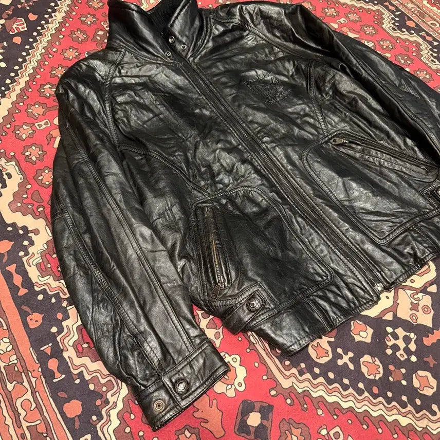 [BUNJANG] Vintage Leather Jacket (XL-2XL) / 723/ ( XL-2X ) 가죽자켓 밀리터리 아메카지 워크웨어 레더자켓