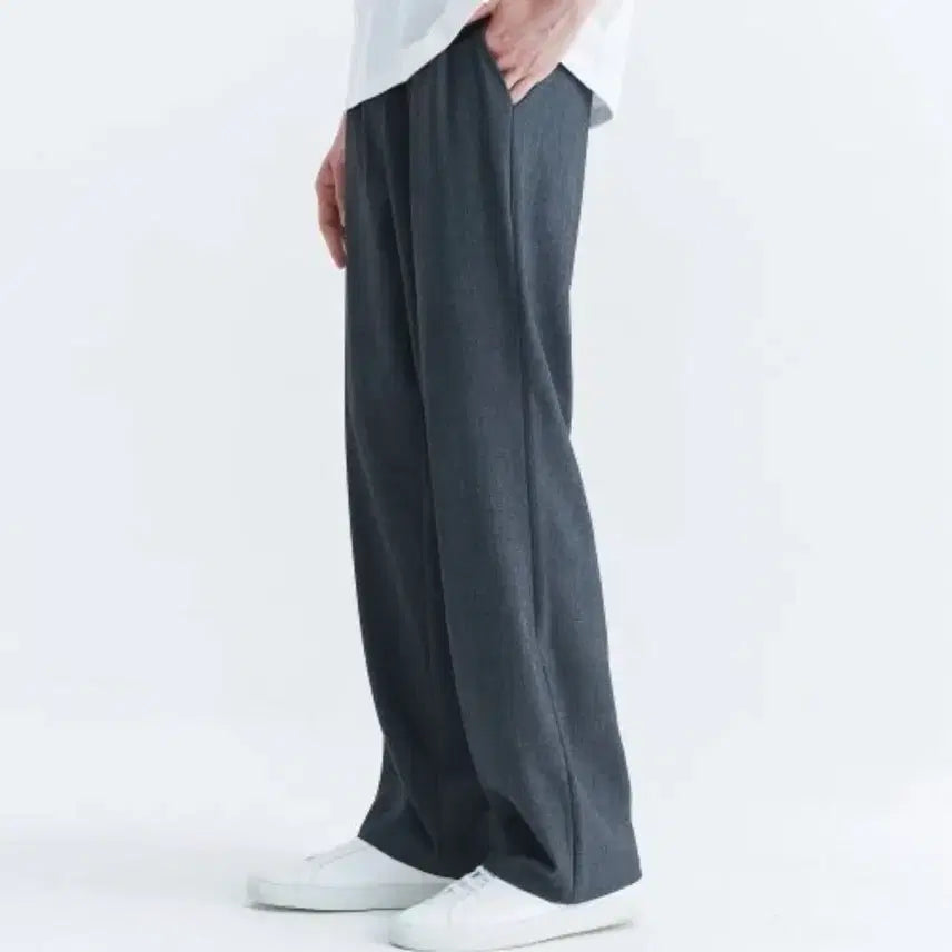 [BUNJANG] Unisex Semi-Wide Banding Slacks Gray / [새상품] 유니섹스 세미 와이드 밴딩 슬랙스 그레이
