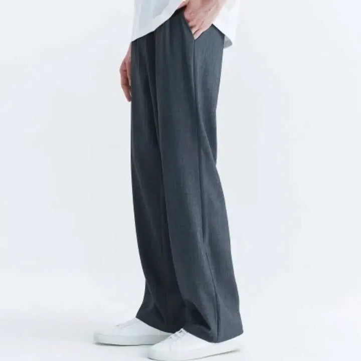 [BUNJANG] Unisex Semi-Wide Banding Slacks Gray / [새상품] 유니섹스 세미 와이드 밴딩 슬랙스 그레이