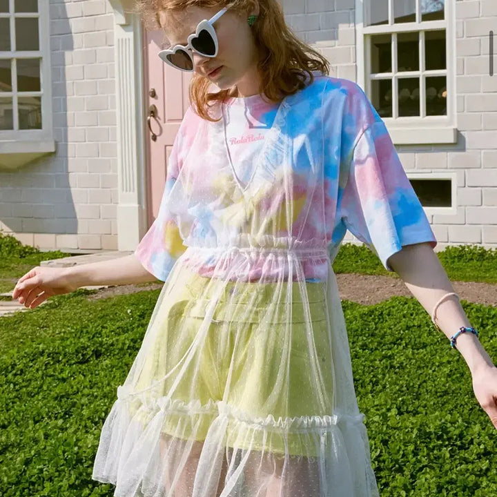 [BUNJANG] Rola Rola Dot Mesh Sleeveless One-Piece Dress / 로라로라 도트 매쉬 원피스