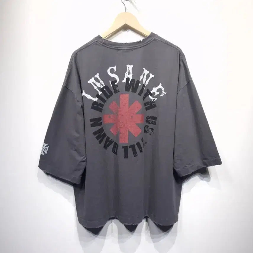 [BUNJANG] Insane Garage x Tilden 3/4 Sleeve Charcoal T-shirt / 인세인개러지x틸던 3/4슬리브 차콜