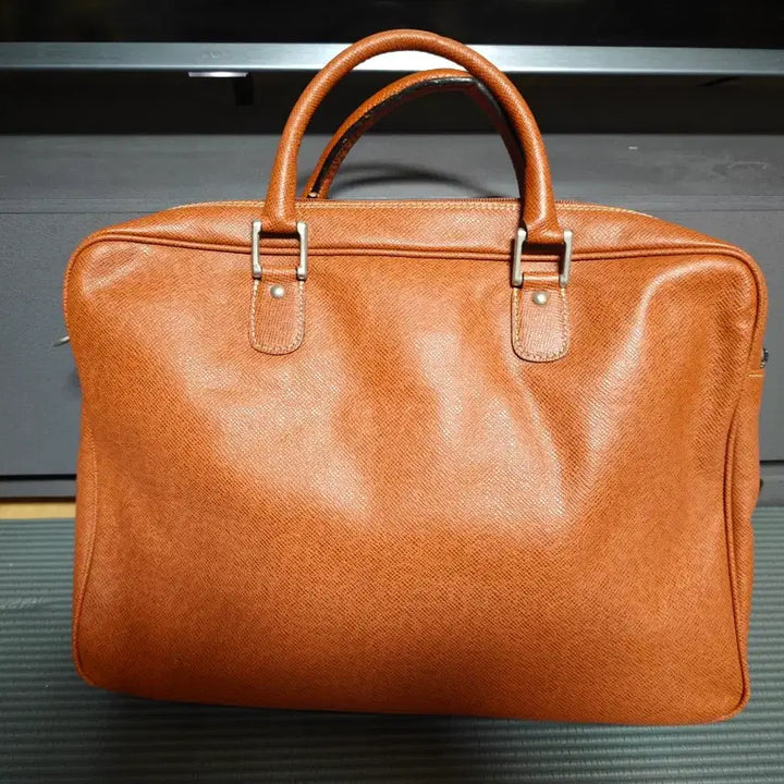 [BUNJANG] David Albertario Brown Leather Briefcase Tote Bag / 다비드 알베르타리오 브라운 가죽 서류 가방 토트백