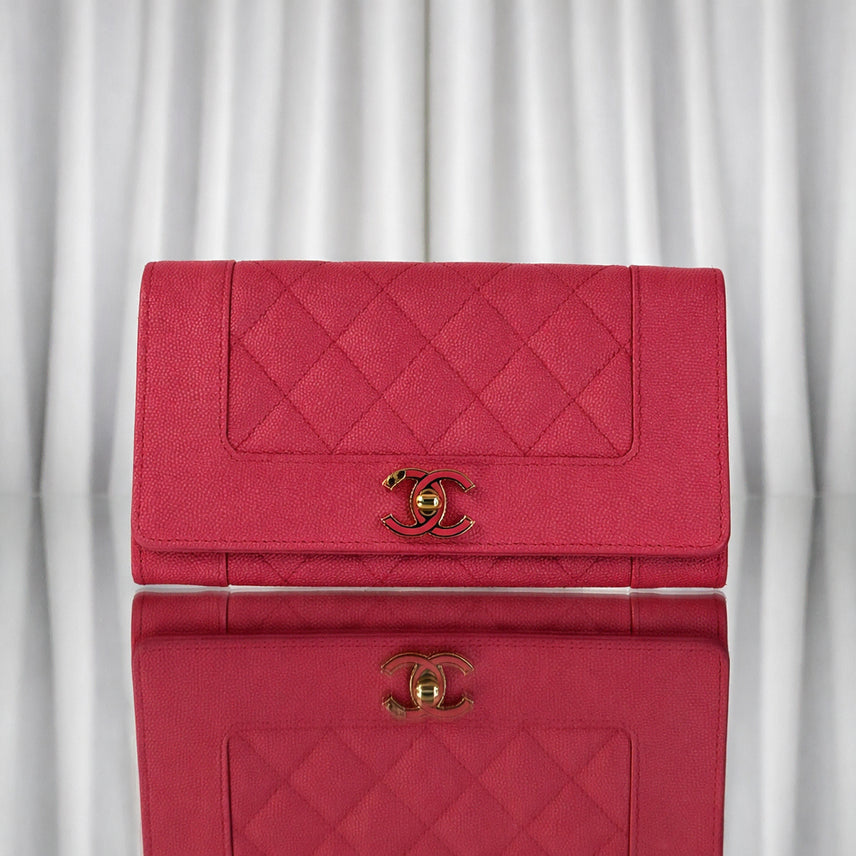 [BUNJANG] Chanel Mademoiselle Pink Snap Long Wallet / 신형) 샤넬 마드모아젤 핑크 똑딱이 장지갑