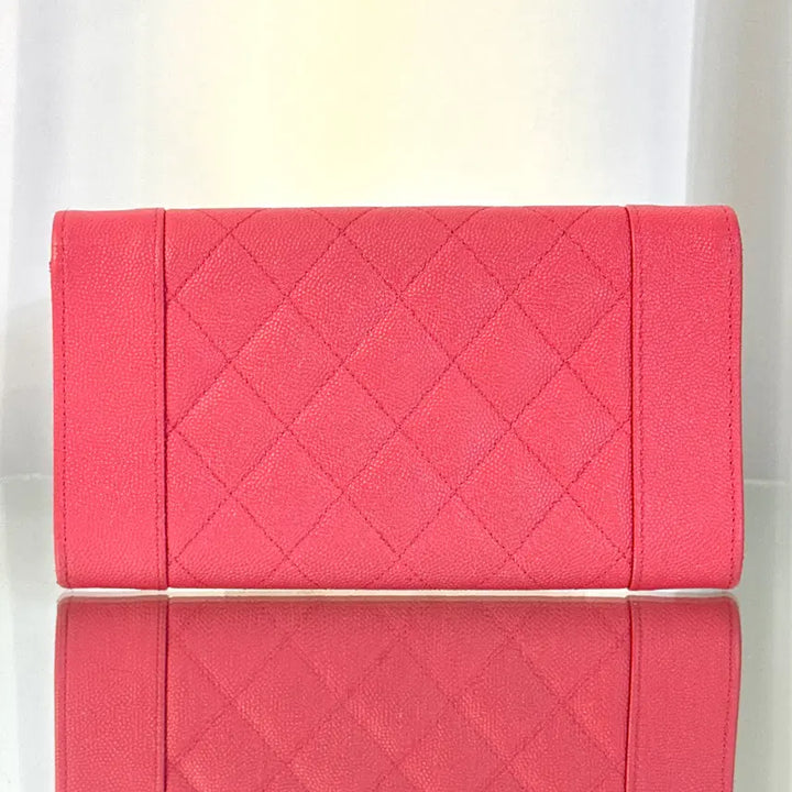 [BUNJANG] Chanel Mademoiselle Pink Snap Long Wallet / 신형) 샤넬 마드모아젤 핑크 똑딱이 장지갑