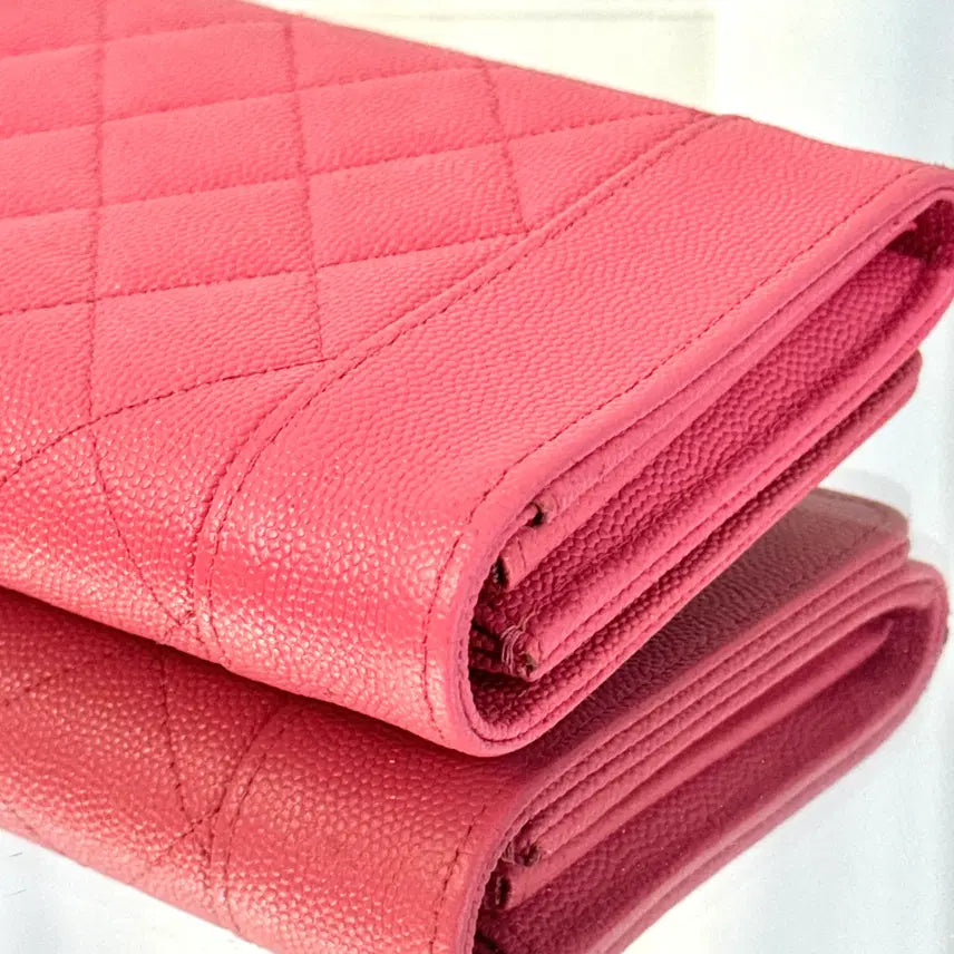 [BUNJANG] Chanel Mademoiselle Pink Snap Long Wallet / 신형) 샤넬 마드모아젤 핑크 똑딱이 장지갑