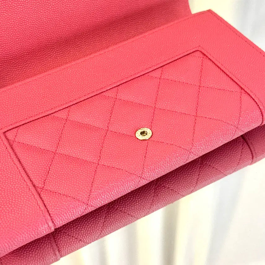 [BUNJANG] Chanel Mademoiselle Pink Snap Long Wallet / 신형) 샤넬 마드모아젤 핑크 똑딱이 장지갑