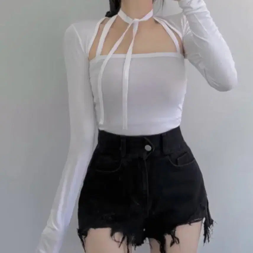 [BUNJANG] Glam Halter Top and Bolero Cardigan Set / (탑+볼레로) 글램 나시 볼레로 가디건 시스루 홀터넥 세트