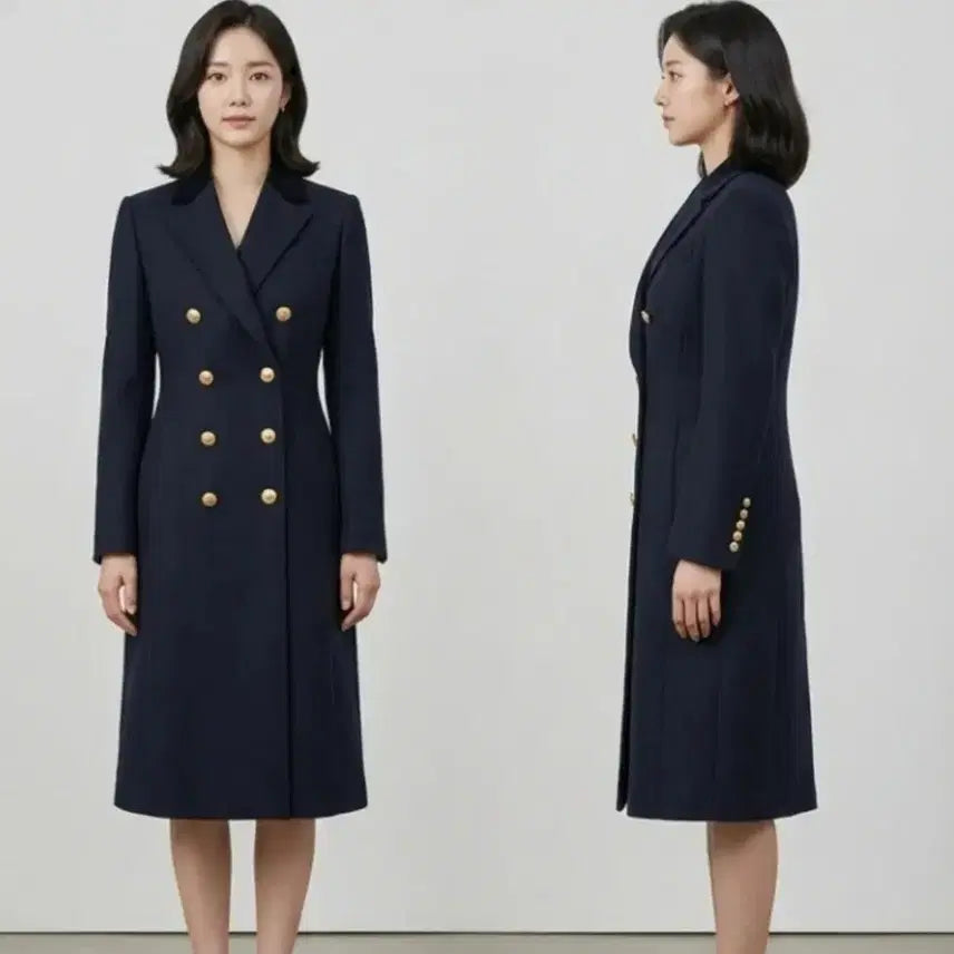 [BUNJANG] MojoSphin Gold Button Double Breasted Long Jacket / 모조에스핀/  세련된 금장버튼 더블 브레스티드 롱 자켓 66