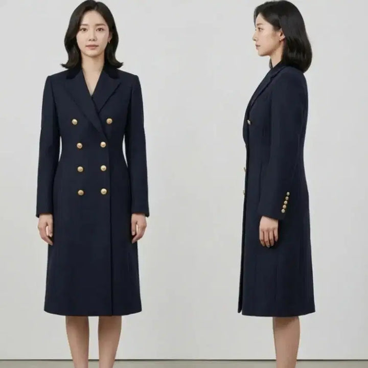 [BUNJANG] MojoSphin Gold Button Double Breasted Long Jacket / 모조에스핀/  세련된 금장버튼 더블 브레스티드 롱 자켓 66