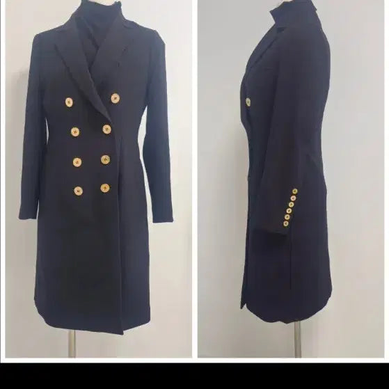 [BUNJANG] MojoSphin Gold Button Double Breasted Long Jacket / 모조에스핀/  세련된 금장버튼 더블 브레스티드 롱 자켓 66