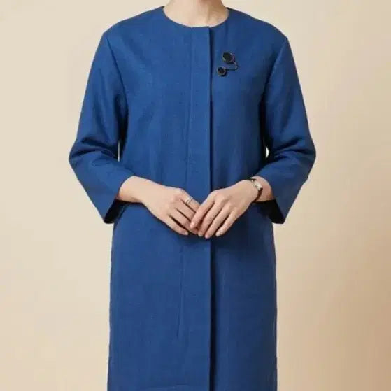 [BUNJANG] MojoSphin Blue Round Collarless Half Jacket / 모조에스핀/ 블루 라운드 노카라 하프 자켓 55