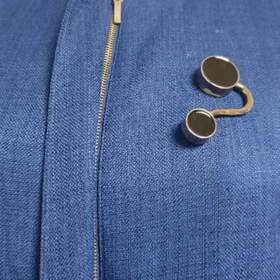 [BUNJANG] MojoSphin Blue Round Collarless Half Jacket / 모조에스핀/ 블루 라운드 노카라 하프 자켓 55