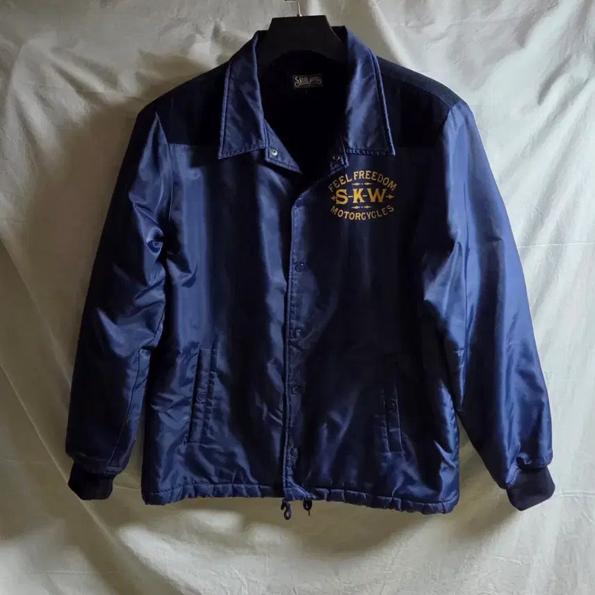 [BUNJANG] Skull Works Corduroy Accent Coach Jacket - Blue L / 스컬웍스 코치 자켓 블루 L