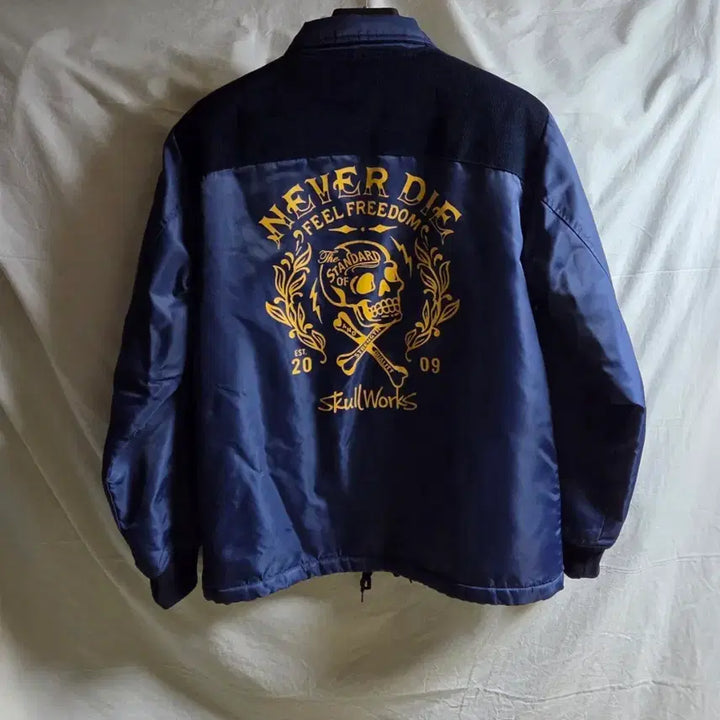 [BUNJANG] Skull Works Corduroy Accent Coach Jacket - Blue L / 스컬웍스 코치 자켓 블루 L