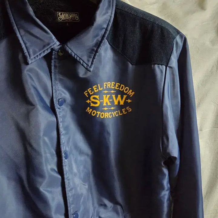 [BUNJANG] Skull Works Corduroy Accent Coach Jacket - Blue L / 스컬웍스 코치 자켓 블루 L