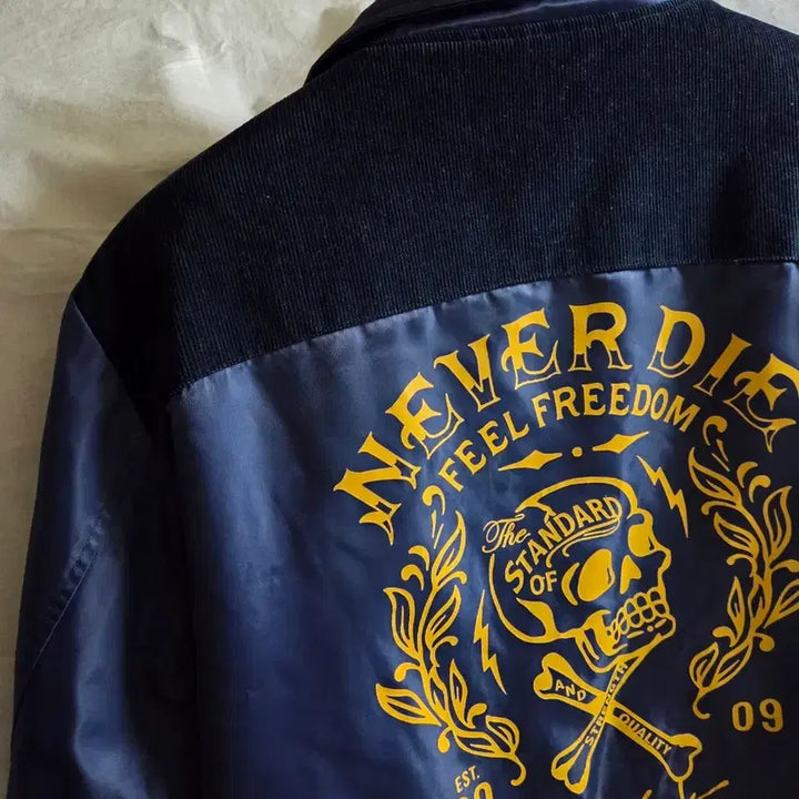 [BUNJANG] Skull Works Corduroy Accent Coach Jacket - Blue L / 스컬웍스 코치 자켓 블루 L