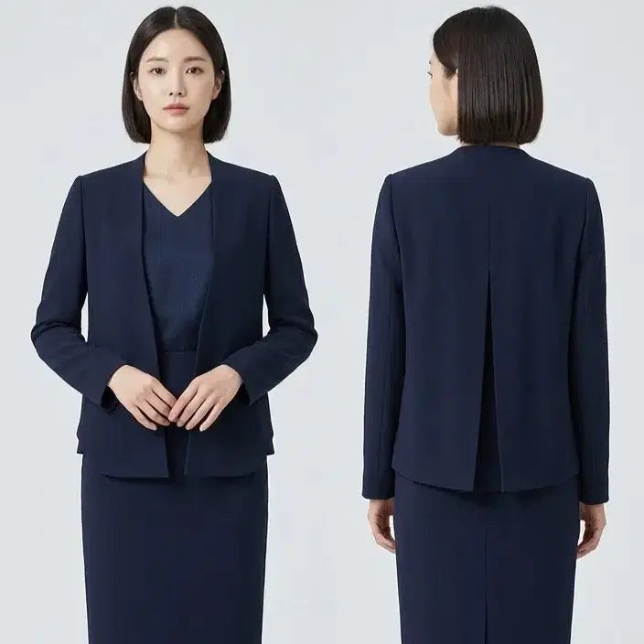 [BUNJANG] Izzat Collection Navy Back Slit Jacket / The Izzat Collection / 노카라 네이비 백 슬릿 노카라