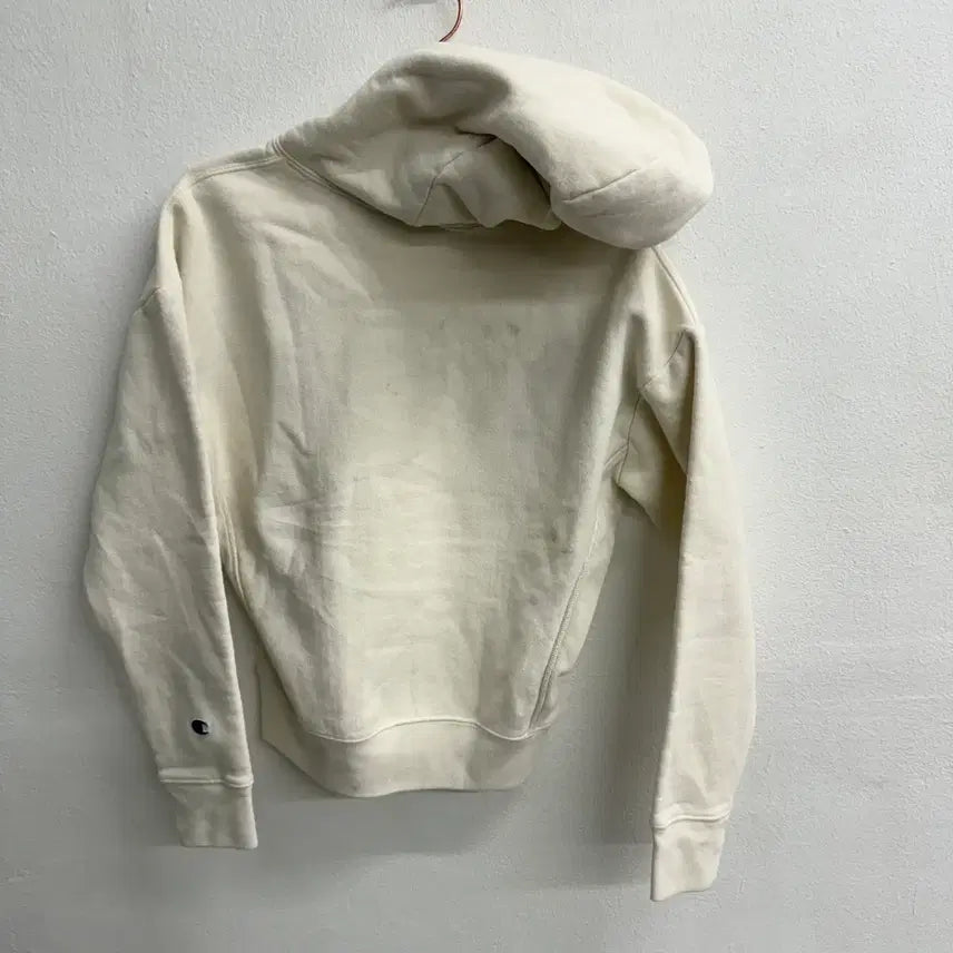 [BUNJANG] Champion Reverse Weave Color Block Logo Cream Hoodie (S) / 챔피온 리버스위브 배색 챔피온 로고 크림 후드티 (S)