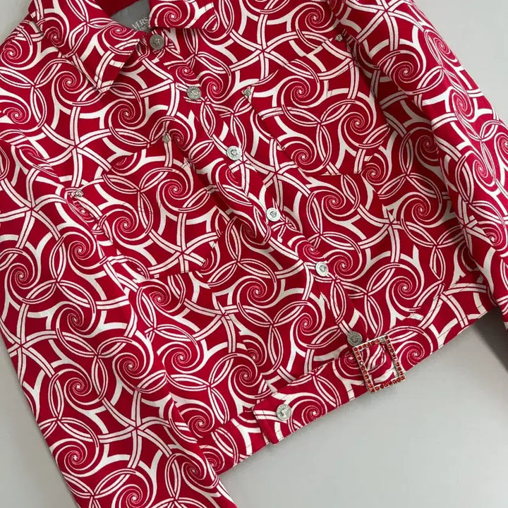 [BUNJANG] Versace Red Swirl Pattern Short Jacket / [정품]베르사체 레드 회오리 패턴 숏자켓