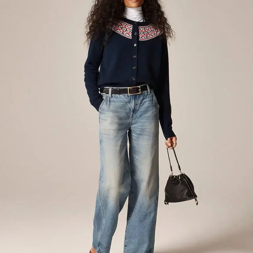 [BUNJANG] J.Crew Pattern Detail Cardigan Navy / 제이크루 패턴 장식 가디건 네이비