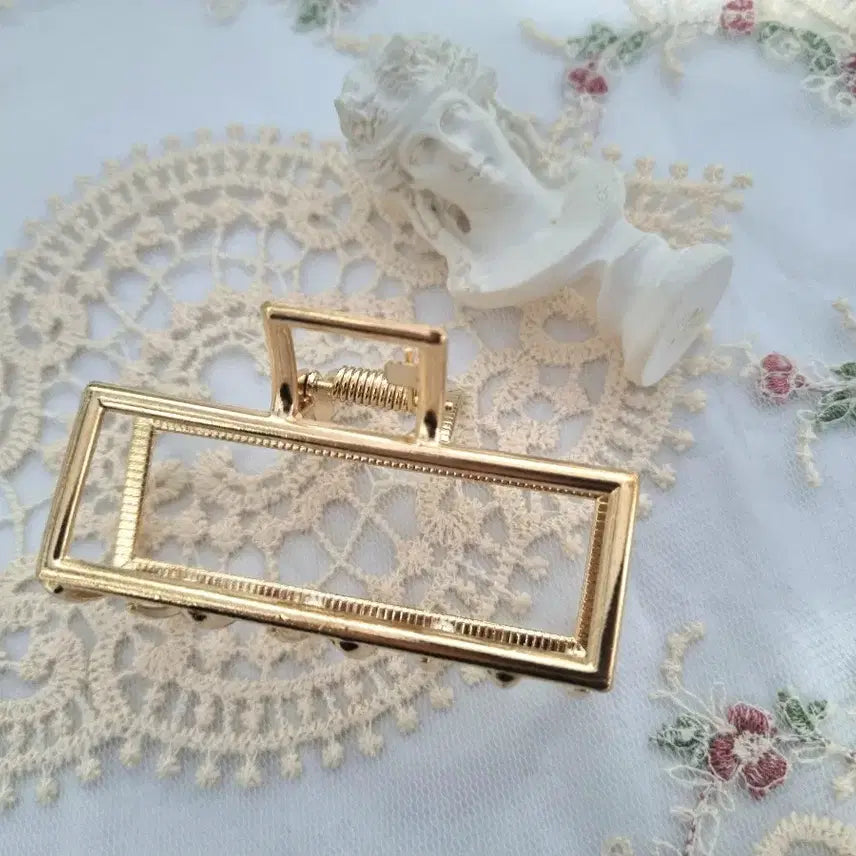 [BUNJANG] Gold Square Hair Clip / 골드 사각 헤어 집게핀 머리핀(새상품)